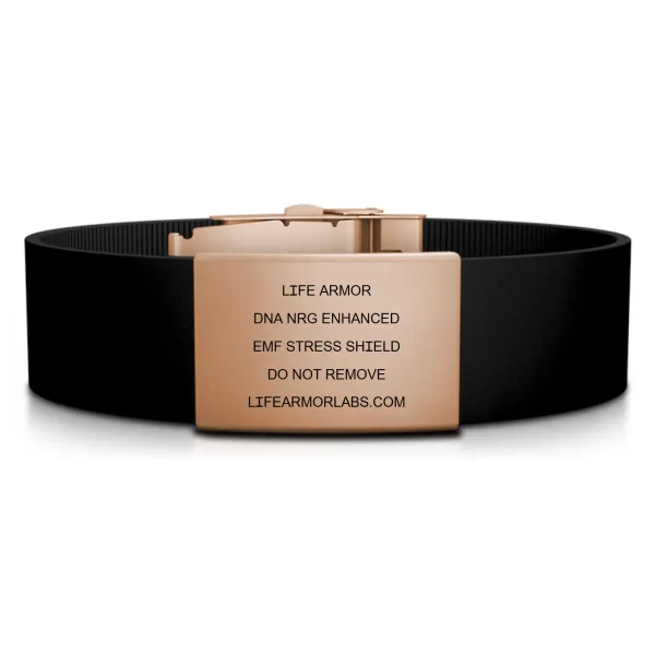 Adjustable Elite Silicone and Rose Gold Stainless Engraved Single Cell Life Armor DNA NRG Bracelet - Image 2