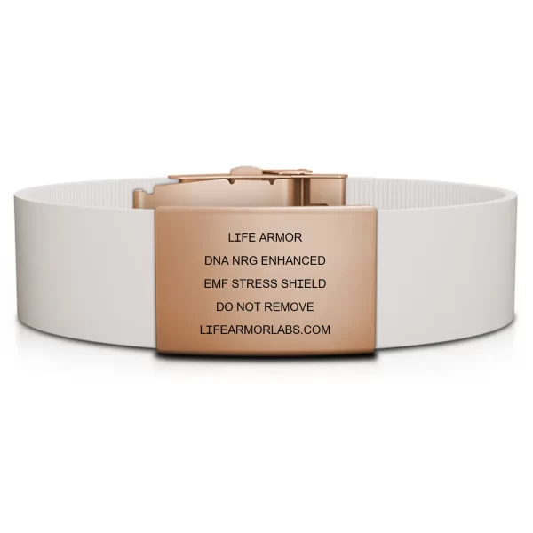 Adjustable Elite Silicone and Rose Gold Stainless Engraved Single Cell Life Armor DNA NRG Bracelet
