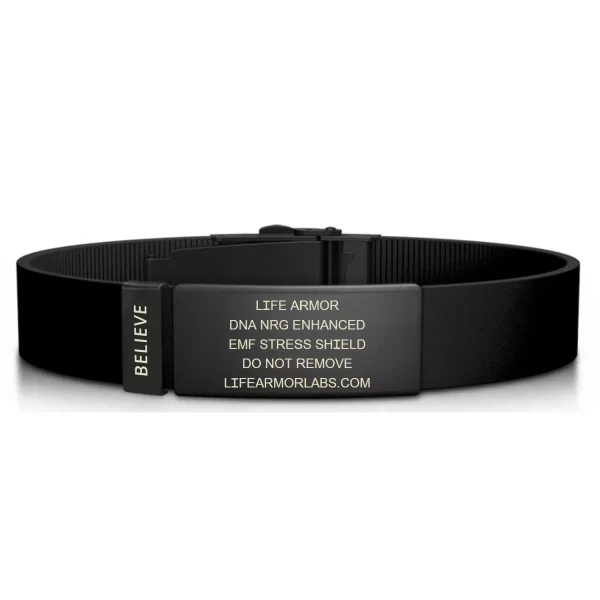 Adjustable Thin Style Elite Silicone and Black Stainless Engraved Single Cell Life Armor DNA NRG Bracelet - Image 2