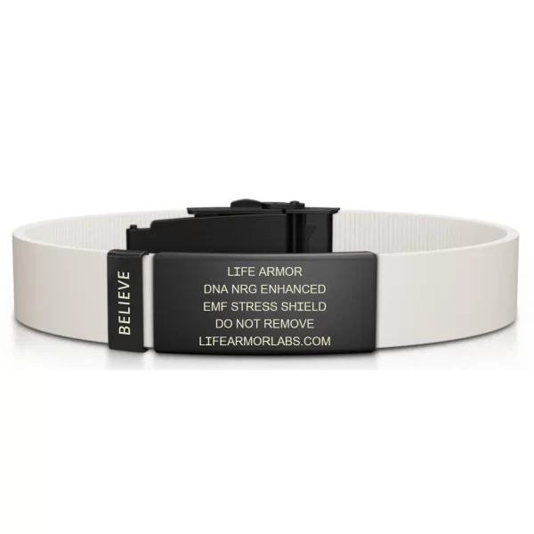 Adjustable Thin Style Elite Silicone and Black Stainless Engraved Single Cell Life Armor DNA NRG Bracelet