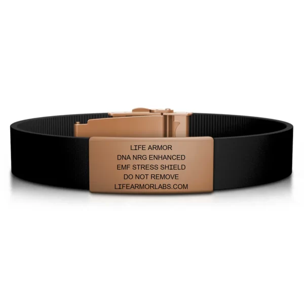 Adjustable Thin Style Elite Silicone and Rose Gold Stainless Engraved Single Cell Life Armor DNA NRG Bracelet