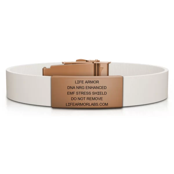 Adjustable Thin Style Elite Silicone and Rose Gold Stainless Engraved Single Cell Life Armor DNA NRG Bracelet - Image 2